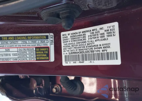 2013 Honda Cr-V Lx from USA, damaged, VIN 5J6RM4H36DL025789